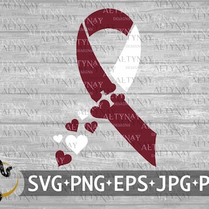 Head & Neck Cancer Heart Ribbon SVG, Head and Neck Cancer Awareness, Head and Neck Cancer Ribbon, Cancer Fight Hope Believe, Cancer Support