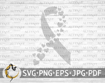 Brain Cancer Heart Ribbon SVG, Brain Ribbon SVG, Brain Cancer Awareness, Cancer Support Squad, Brain Cancer Warrior svg Cricut Silhouette