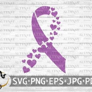 Pancreatic Cancer Heart Ribbon SVG, Pancreatic Cancer Awareness, Pancreatic Support, Purple Cancer Ribbon svg, Pancreatic Warrior Fighter
