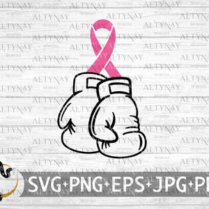 Cinta de guantes de boxeo para el cáncer de mama SVG, Concienciación sobre el cáncer de mama SVG, Cinta contra el cáncer de mama, Lucha por un archivo svg cura para Cricut Silhouette