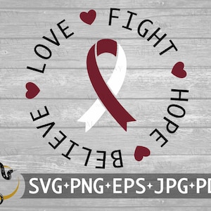 Kopf und Hals Krebs kämpfen Hoffnung glauben Liebe SVG, Kopf und Hals Krebs SVG, Kopf und Hals Krebs Awareness Ribbon SVG, svg Cricut Silhouette