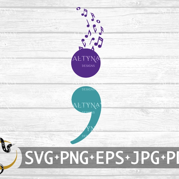 Suicide Awareness Semicolon Music Notes SVG, Suicide Awareness SVG, Suicide Awareness Semicolon SVG, svg file to use for Cricut Silhouette