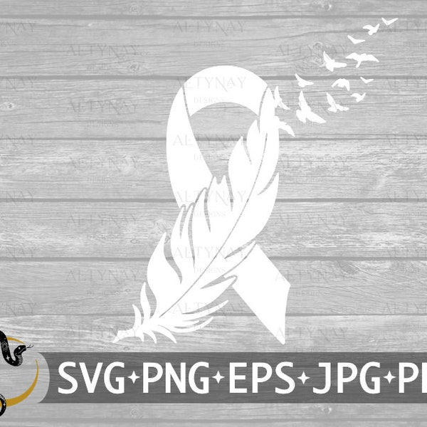 Lung Cancer Feather Ribbon SVG, Lung Cancer SVG, Lung Cancer Feather Awareness Ribbon SVG, svg file to use for Cricut Silhouette