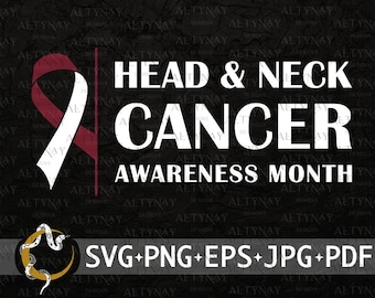 Head and Neck Cancer Awareness SVG, Head and Neck Cancer Ribbon SVG, Head and Neck Cancer Support, Head and Neck Cancer Survivor svg Cricut