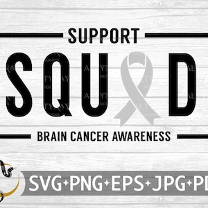 Escuadrón de apoyo Cáncer cerebral SVG, Cinta gris SVG, Concienciación sobre el cáncer cerebral, Apoyo al cáncer cerebral svg, archivo de corte svg para usar en Cricut Silhouette