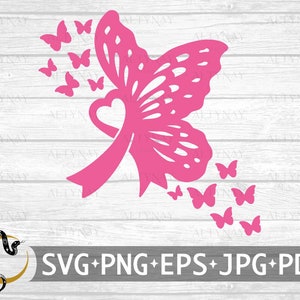 Brustkrebs Schmetterling Band fliegen SVG, Brustkrebs Bewusstsein SVG, rosa Krebs Band, Brustkrebs Schmetterling svg Cricut Silhouette