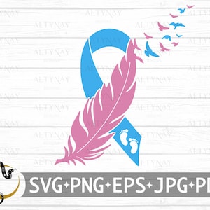 Baby Verlust Feder Band SVG, Feder Schwangerschaft Verlust, Fehlgeburt SVG, Säugling Verlust Band SVG, Schwangerschaft Verlust svg, svg Cricut Silhouette