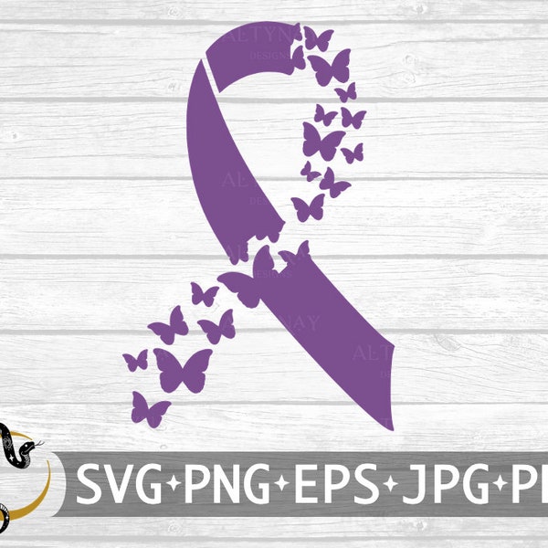 Lupus Awareness Butterfly Ribbon SVG, Lupus Awareness SVG, Lupus Awareness Ribbon, Lupus Butterfly, Purple Ribbon,  svg Cricut Silhouette