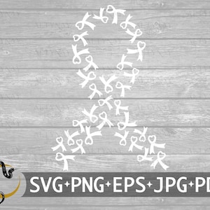 Lung Cancer White Heart Ribbon SVG, Lung Cancer SVG, Lung Cancer Awareness Ribbon SVG, svg file to use for Cricut Silhouette