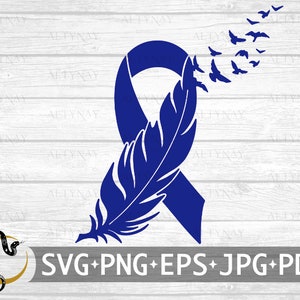 Colon Cancer Awareness Feather Flag with Dark Blue Ribbon