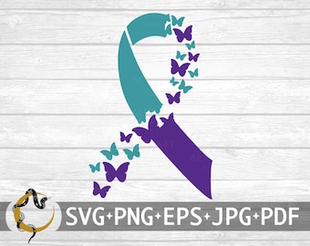 Suicide Awareness Butterfly Ribbon SVG, Suicide Awareness SVG, Suicide Awareness Ribbon SVG, svg cut file to use for Cricut Silhouette