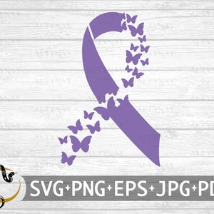Butterfly Lavender Ribbon All Cancer SVG, All Cancer SVG, All Cancer Awareness Ribbon SVG, svg cut file to use for Cricut Silhouette