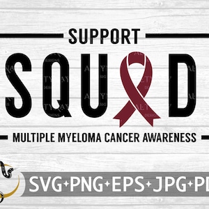 Escuadrón de apoyo Cáncer de mieloma múltiple SVG, Concienciación sobre el cáncer de mieloma múltiple, Cáncer de mieloma múltiple svg, archivo svg para Cricut Silhouette