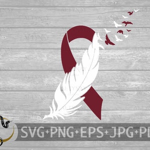 Kopf und Hals Krebs Federband SVG, Kopf und Hals Krebs SVG, Kopf und Hals Krebs Awareness Ribbon SVG, svg für Cricut Silhouette