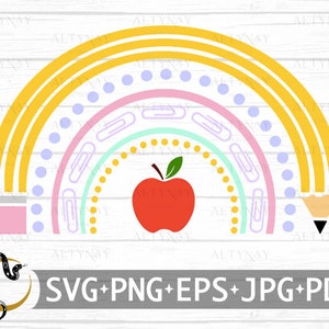 Insegnante Arcobaleno SVG, Arcobaleno SVG, Cute Teacher Design in formato SVG, Insegnante Camicia in formato SVG, Insegnante Matita in formato SVG, Insegnante Regalo in formato SVG per Cricut Silhouette