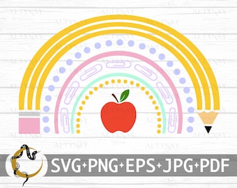 Lehrer Regenbogen SVG, Regenbogen SVG, süße Lehrer Design svg, Lehrer Shirt svg, Lehrer Bleistift svg, Lehrer Geschenk svg für Cricut Silhouette