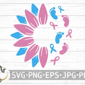 Bébé perte tournesol ruban SVG, tournesol perte de grossesse, fausse couche SVG, bébé perte ruban SVG, empreinte de bébé, svg Cricut Silhouette