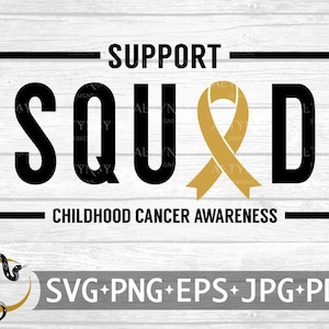 Escuadrón de apoyo Cáncer infantil SVG, Cinta de oro SVG, Concienciación sobre el cáncer infantil, Cáncer infantil svg, archivo svg para usar para Cricut Silhouette