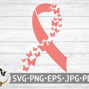 Nastro farfalla cancro endometriale SVG, cancro endometriale SVG, nastro di consapevolezza del cancro endometriale SVG, file in formato SVG per Cricut Silhouette