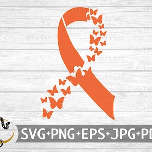 Kidney Cancer Butterfly Ribbon SVG, Kidney Cancer SVG, Kidney Cancer Awareness Ribbon SVG, svg file to use for Cricut Silhouette