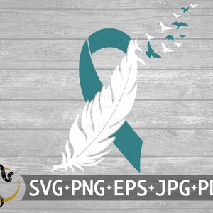 Gebärmutterhalskrebs Feder Band SVG, Gebärmutterhalskrebs SVG, Gebärmutterhalskrebs Bewusstsein Band SVG, svg geschnitten Datei für Cricut Silhouette verwenden