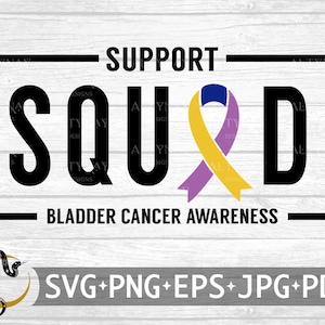 Soutien Squad Bladder Cancer SVG, SVG de ruban de cancer de la vessie, sensibilisation au cancer de la vessie, svg du cancer de la vessie, fichier svg pour Cricut Silhouette