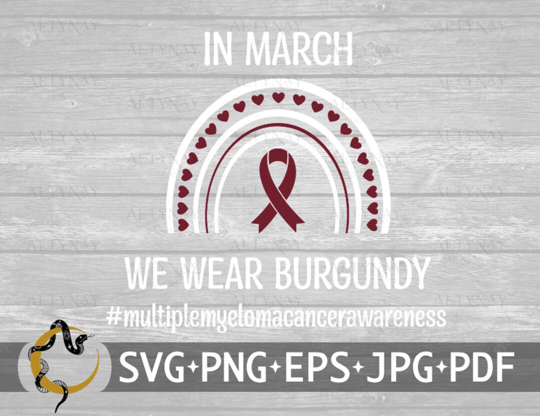 Feather Burgundy Ribbon SVG, Multiple Myeloma Svg, Awareness