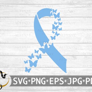 Prostata Krebs Schmetterling Band SVG, Prostata Krebs Bewusstsein SVG, hellblaues Krebs Band, Prostata Band, svg für Cricut Silhouette