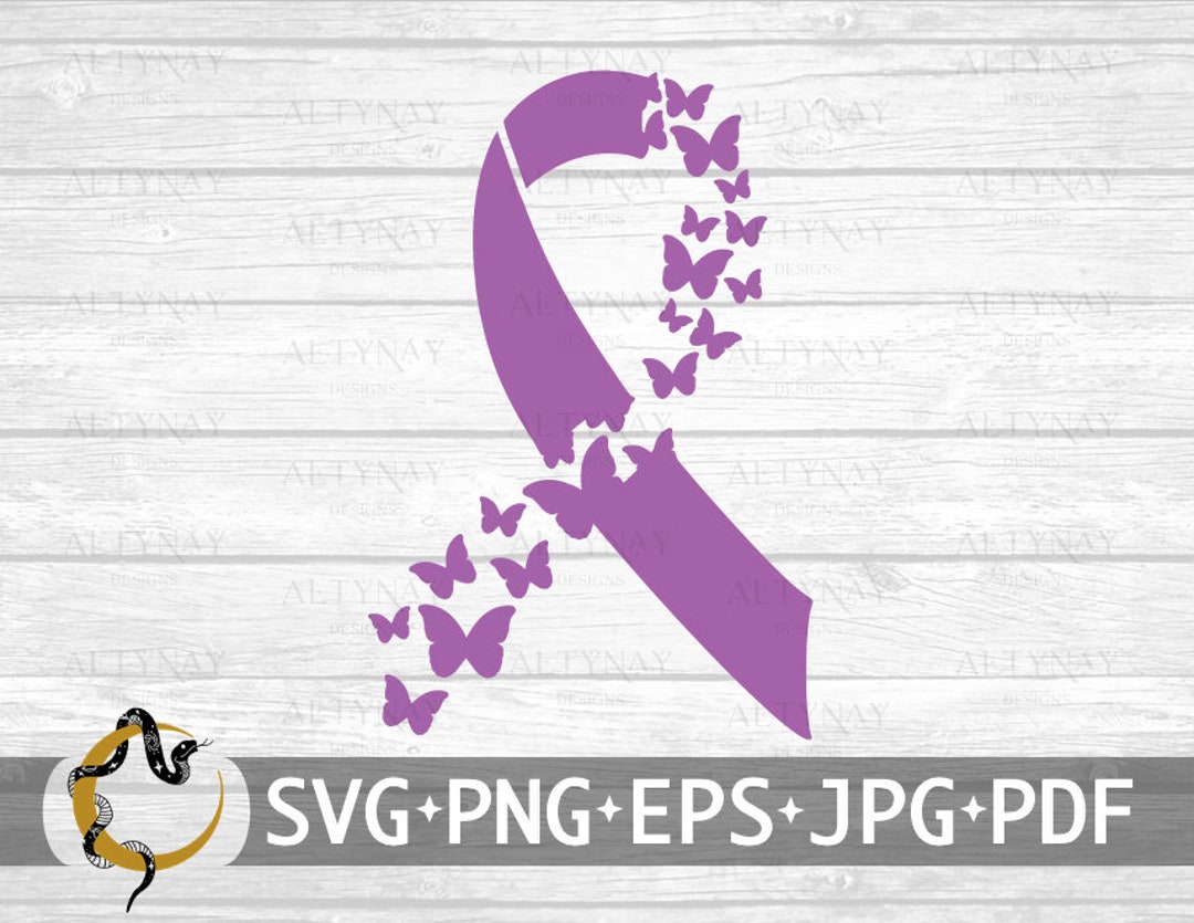 Feather Purple Ribbon Pancreatic Cancer Graphic by SilaBerlin