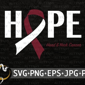 Head and Neck Cancer Hope SVG, Head and Neck Cancer Awareness Ribbon SVG, Head and Neck Cancer Support, Head and Neck Cancer Survivor svg