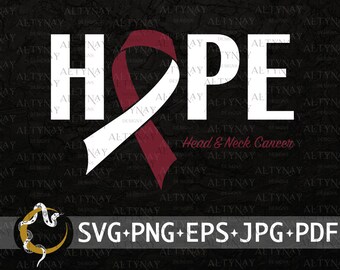 Head and Neck Cancer Hope SVG, Head and Neck Cancer Awareness Ribbon SVG, Head and Neck Cancer Support, Head and Neck Cancer Survivor svg
