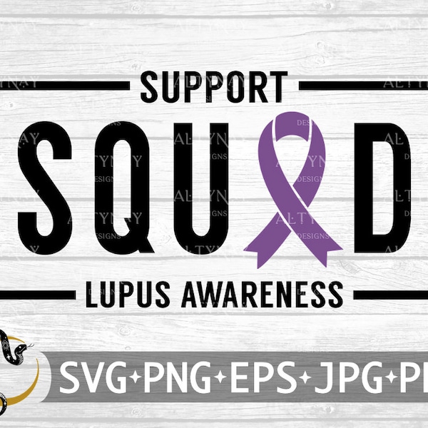 Lupus Support Squad SVG, Lupus Awareness Month svg, Lupus Awareness SVG, Lupus Awareness Ribbon, Purple Ribbon, Lupus svg Cricut Silhouette