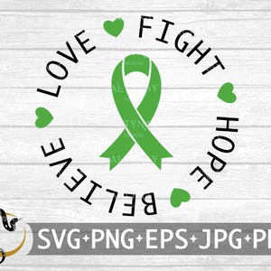 Salud Mental Amor Lucha Esperanza Creer SVG, Mes de la Salud Mental, Salud Mental SVG, Cinta de Salud Mental, archivo svg Cricut Silueta
