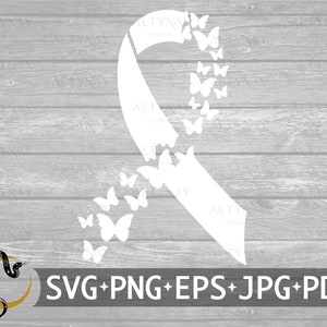 Lungenkrebs Schmetterling Band SVG, Lungenkrebs SVG, Lungenkrebs Awareness Ribbon SVG, svg-Datei für Cricut Silhouette verwenden