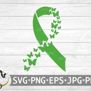 Geestelijke gezondheid Butterfly Ribbon SVG, geestelijke gezondheid maand, geestelijke gezondheid SVG, geestelijke gezondheid lint, geestelijke gezondheid SVG-bestand Cricut silhouet