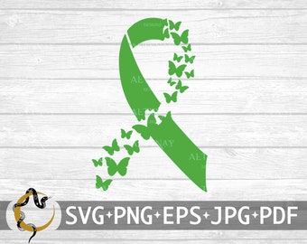 Cinta de mariposa de salud mental SVG, Mes de la salud mental, SVG de salud mental, Cinta de salud mental, Archivo svg de salud mental Cricut Silhouette