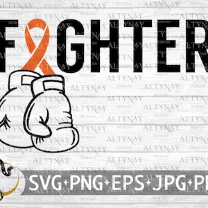 Luchador contra el cáncer de leucemia SVG, Cinta de guantes de boxeo contra la leucemia, Cinta naranja SVG, Concienciación sobre el cáncer de leucemia, Guerrero de la leucemia svg Cricut