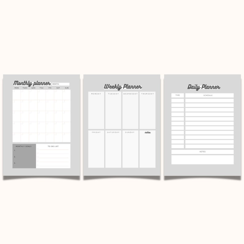Printable Digital Planner Monthly Weekly Daily Set Kit 2022 Etsy