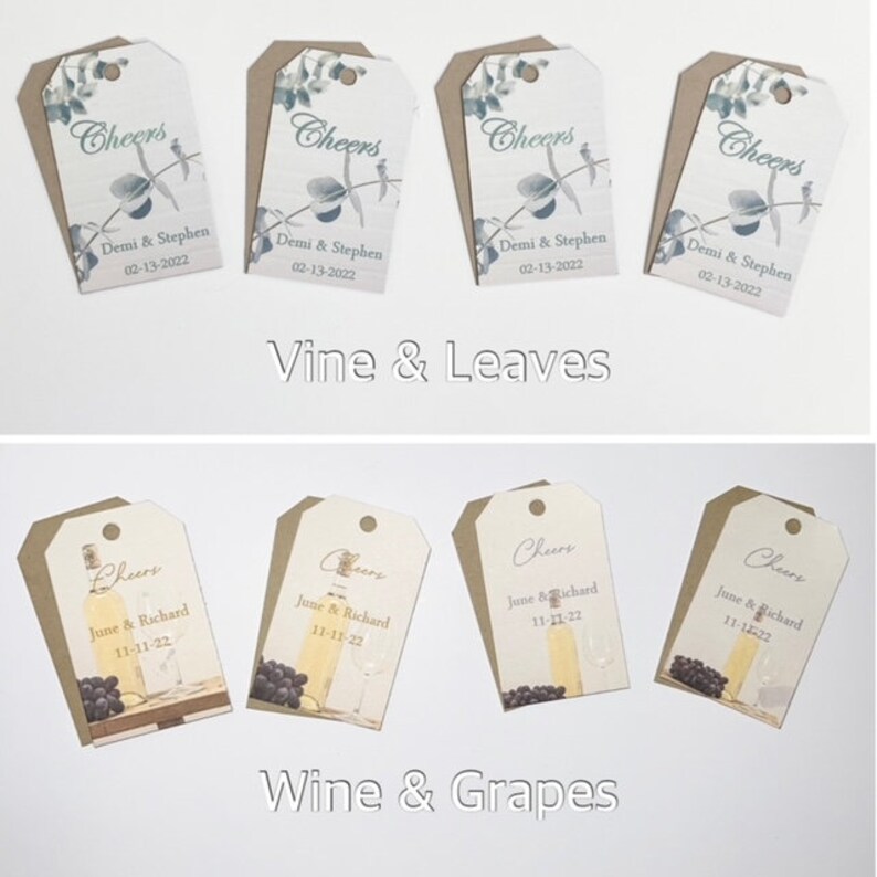 Mini Champagne Bottle Tags Vine Bottle Tags Wine and Grapes Favor Tags