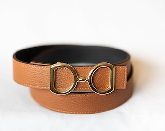 Reversible Horsebit Belt - SHINY GOLD BUCKLE