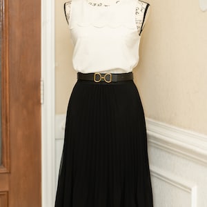 Women Pull-on Pleated Chiffon Midi Skirt