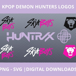 KPOP Demon Hunters Logos | Saja Boys and Huntrix SVG PNG Bundle | Digital Download Files perfect for Cricut & Crafts