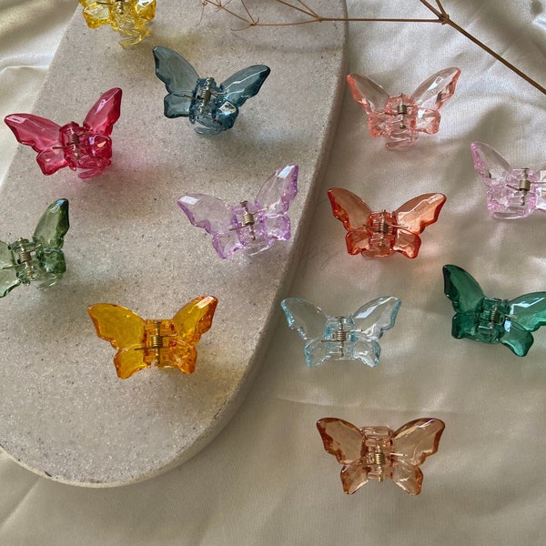 Butterfly Mini Claw Clips - 12 Designs | Matte and Clear Clips | Minimalist Everyday Clips | Pastel Clips - Perfect for Thin and Thick hair