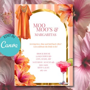 Moo Moo&#39;s & Margaritas Invitation, MuMu and Margarita party, Moo Moo&#39;s and Mimosas, Girls night invitation