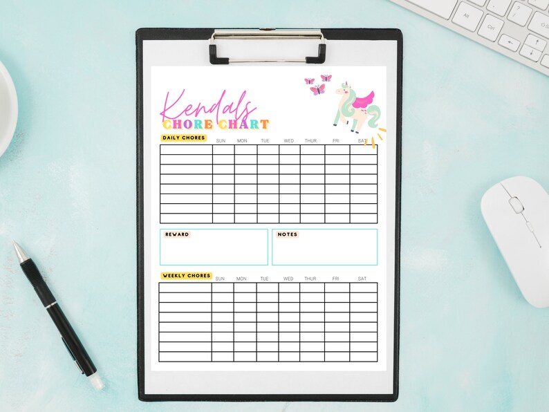 Chore Chart Printable, Customized Chore Chart, Family Chore Chart, Kids ...