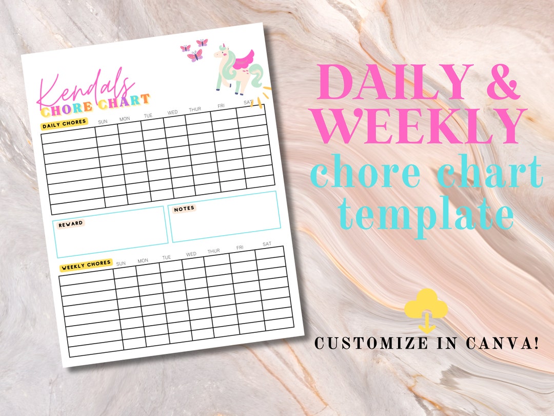 Family Chore Chart Printable, Kids Chore Chart Printable, Routine Chart