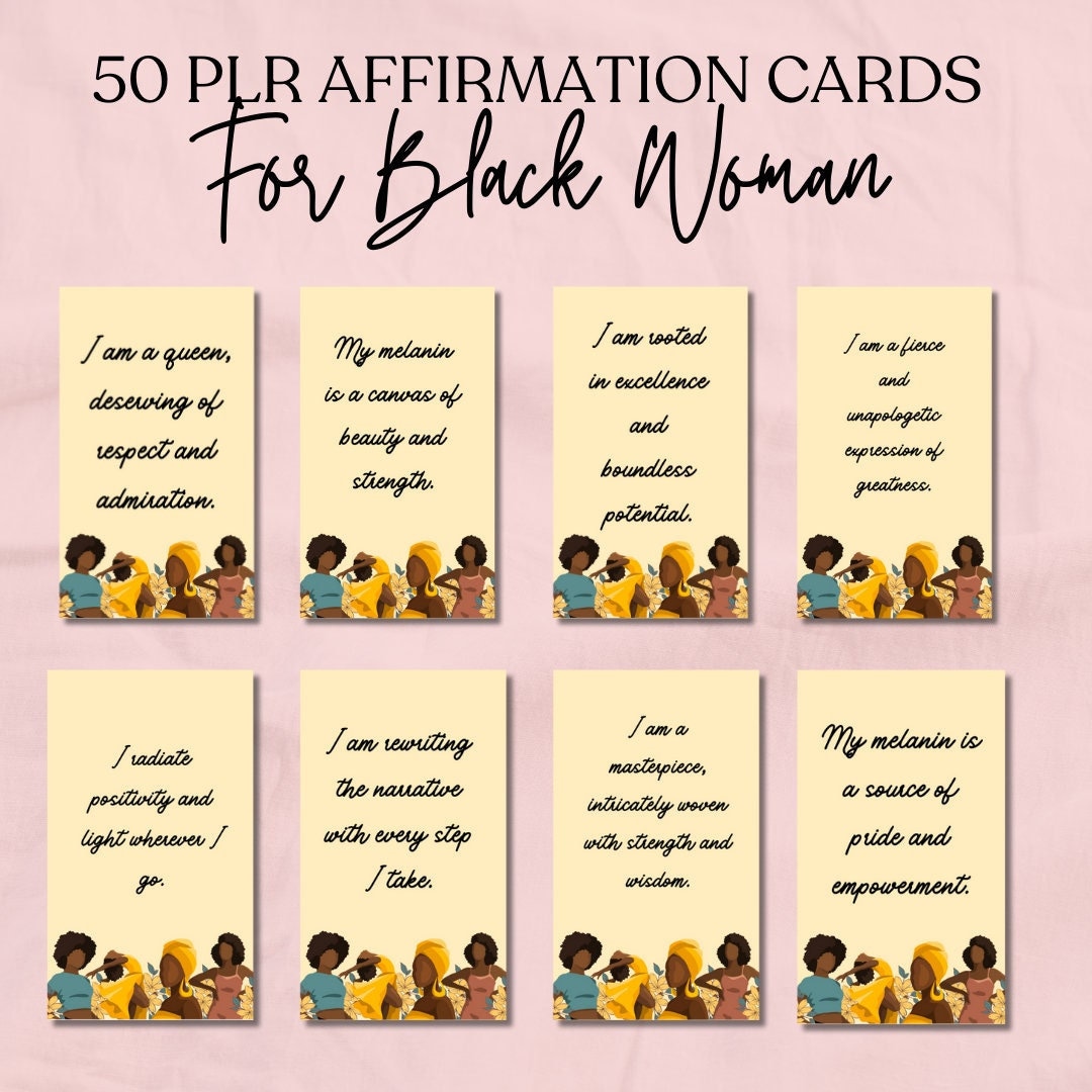 PLR Template for Black Woman | Self Care Cards Canva Digital Download ...