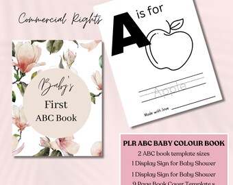 ABC Baby Shower Coloring Book Template Bundle, Baby First ABC's, Editable Canva Baby Shower Game, First Alphabet Book