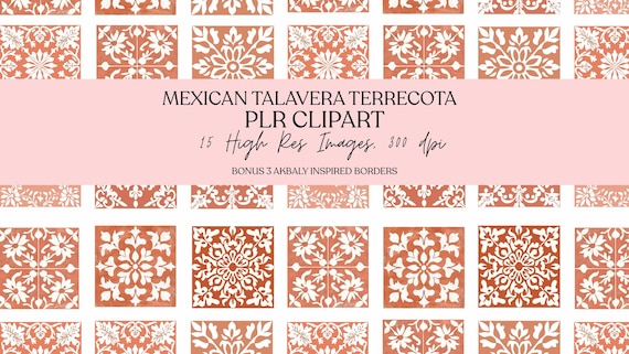 Mexican Talavera Terracotta Tile Clipart, PLR Clipart, Cielito lindo tile, Mexican Tile