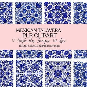 Mexican Talavera Royal Blue Tile Clipart, PLR Digital Download, Cielito Lindo Tile, Spanish Ceramic Tile, Handmade Floral Tile Design